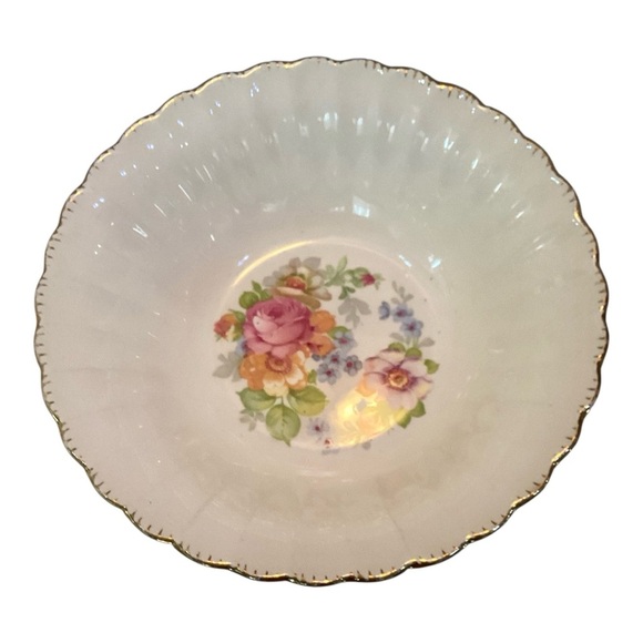 Guild Edge American Rose 22K Gold Vintage White Decorative Serving Bowl - Picture 5 of 6